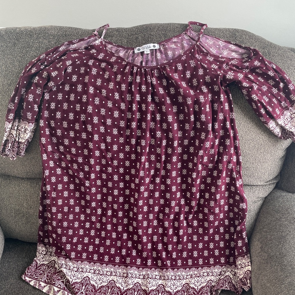 Ladie’s Maroon Floral Dress